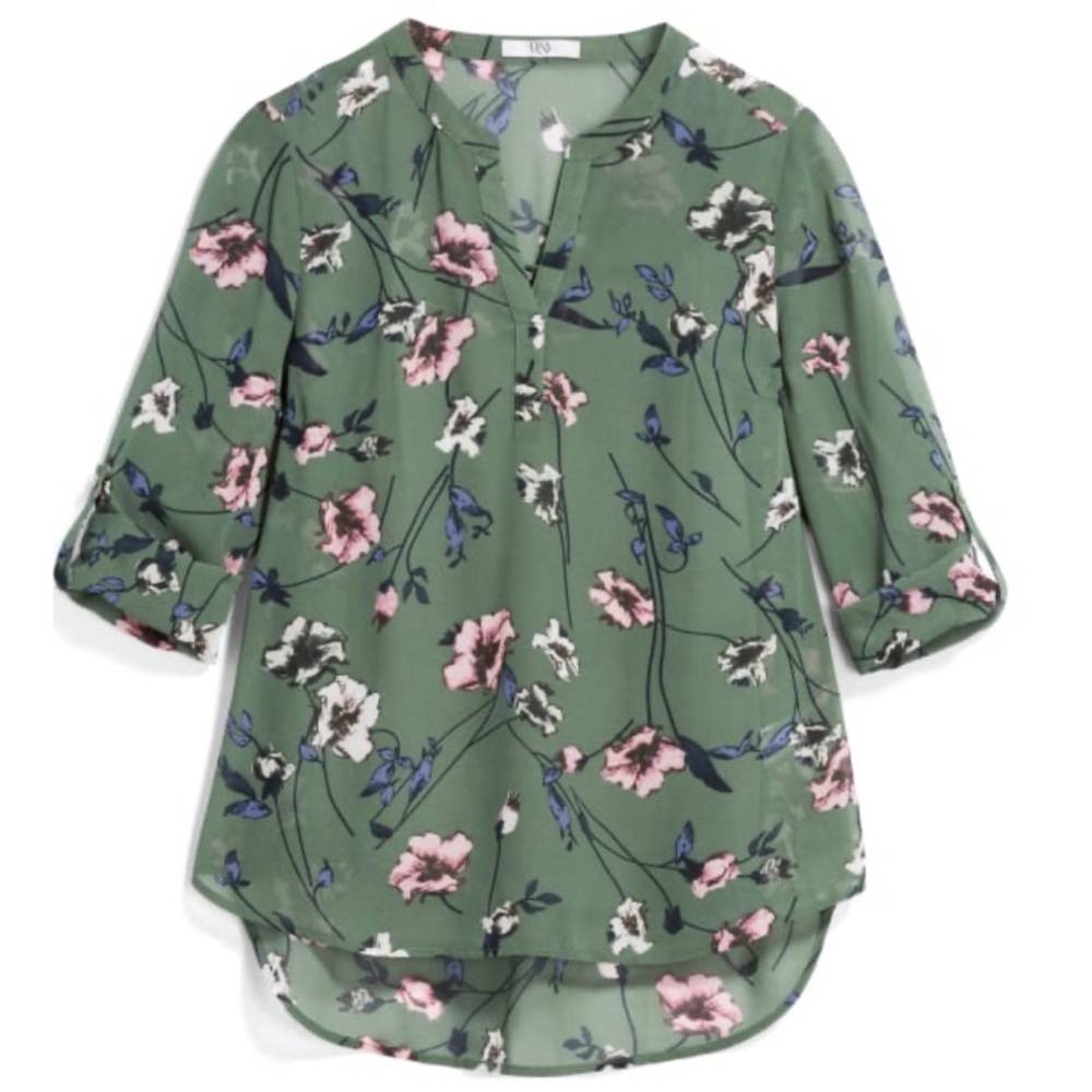 Q&A Mileigh Split Neck Blouse